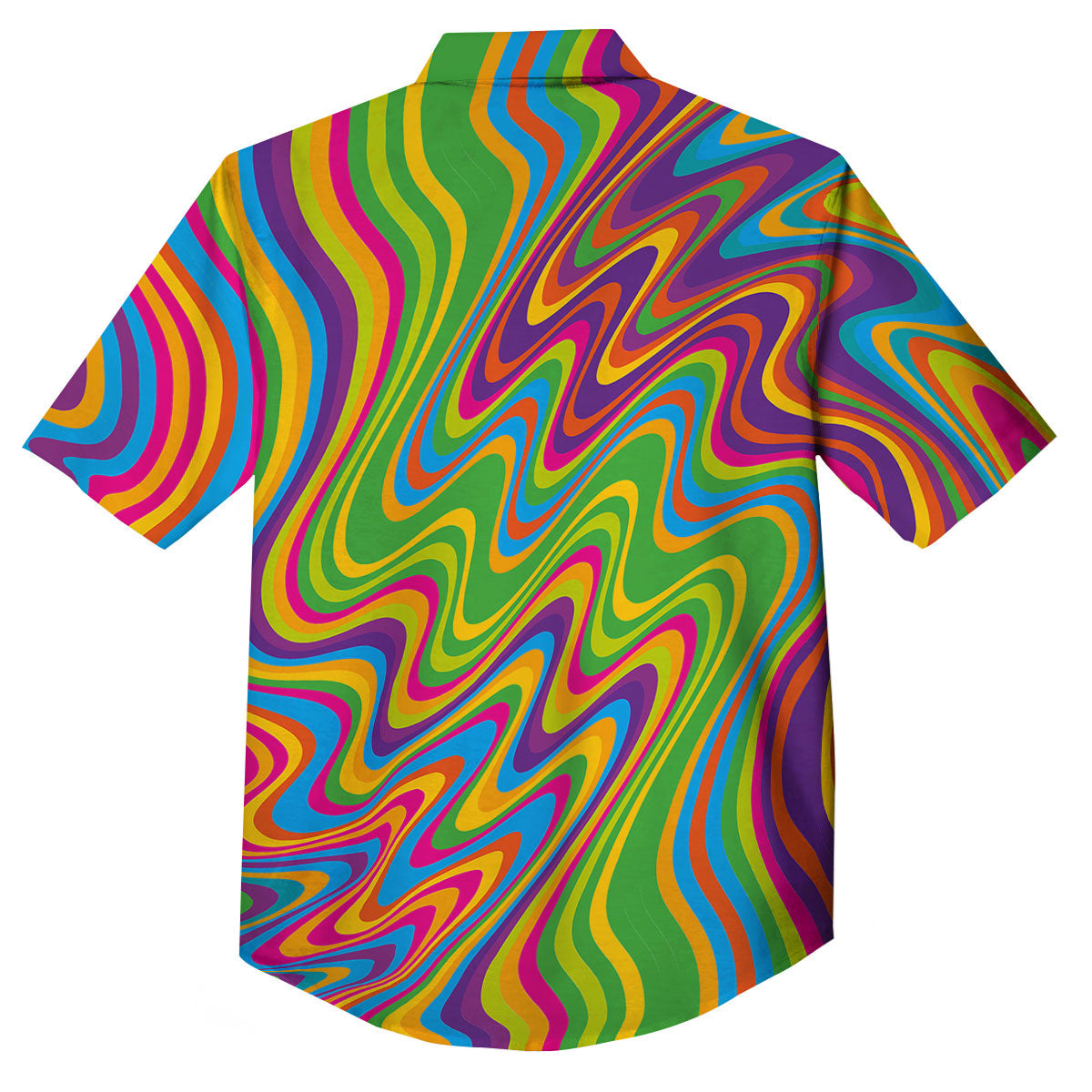 Psychedelic Rainbow Print Pattern Button Up Shirt-grizzshop