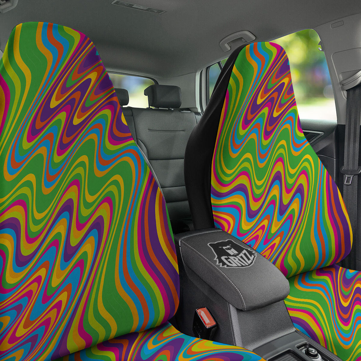 Psychedelic Rainbow Print Pattern Car Seat Covers-grizzshop