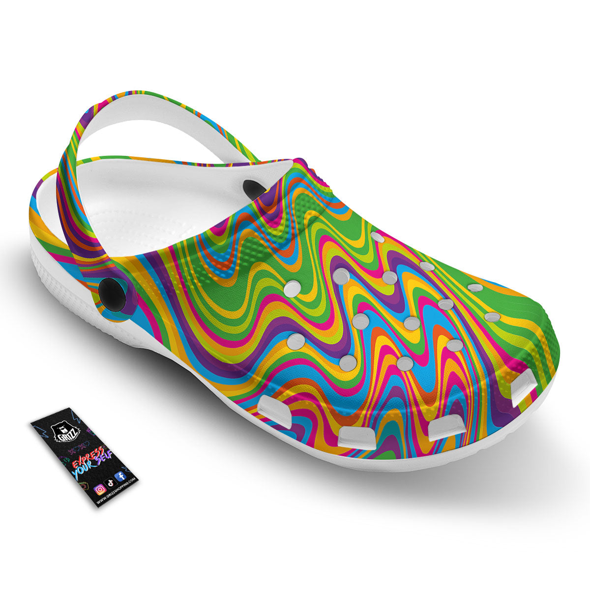 Psychedelic Rainbow Print Pattern Clog-grizzshop