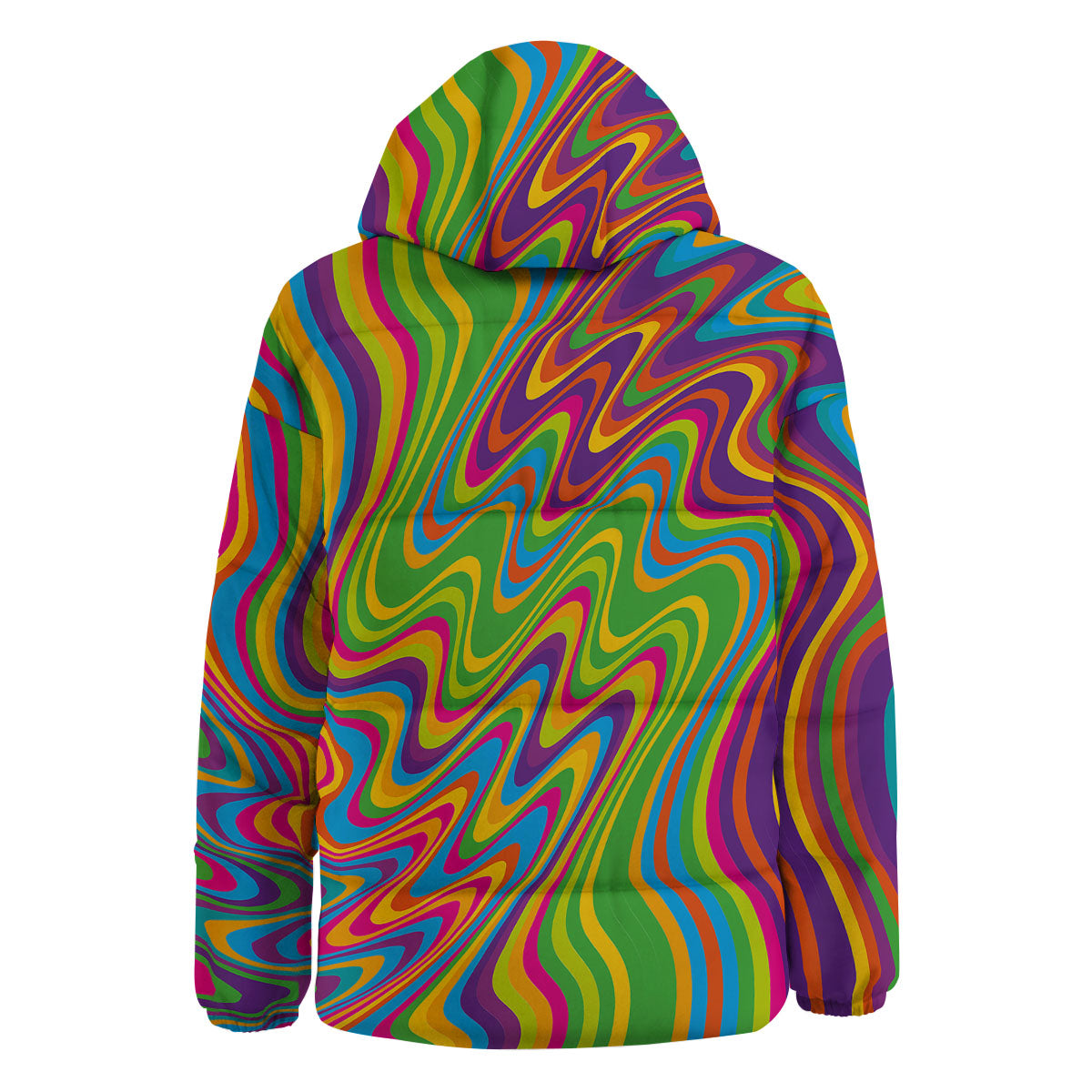 Psychedelic Rainbow Print Pattern Down Jacket-grizzshop