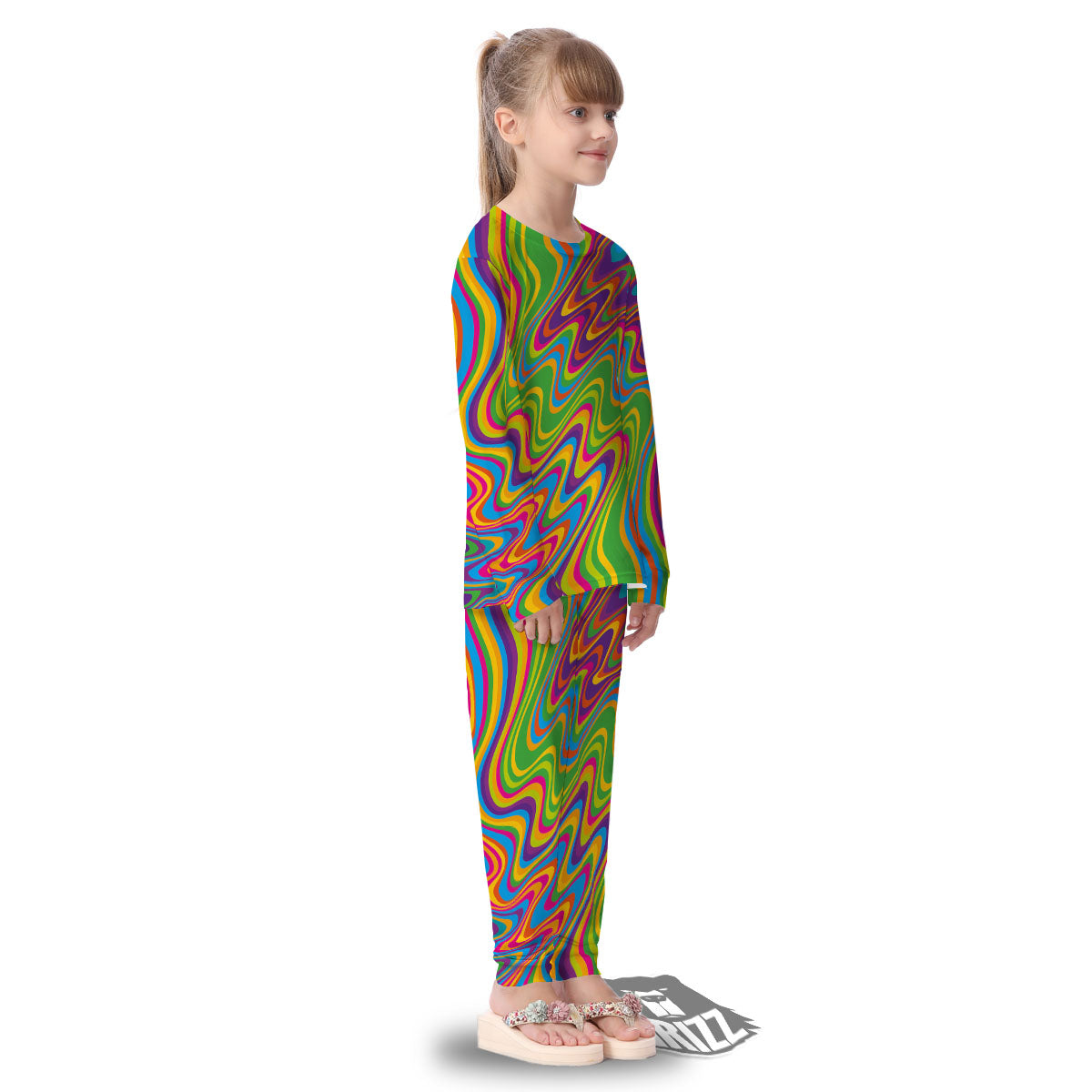 Psychedelic Rainbow Print Pattern Kid's Pajamas-grizzshop