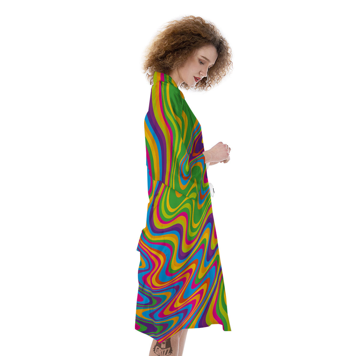 Psychedelic Rainbow Print Pattern Kimono-grizzshop