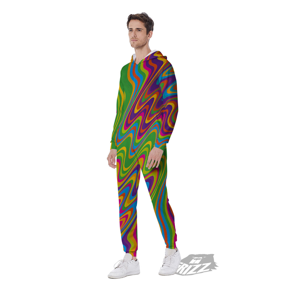 Psychedelic Rainbow Print Pattern Men's Jumpsuit-grizzshop