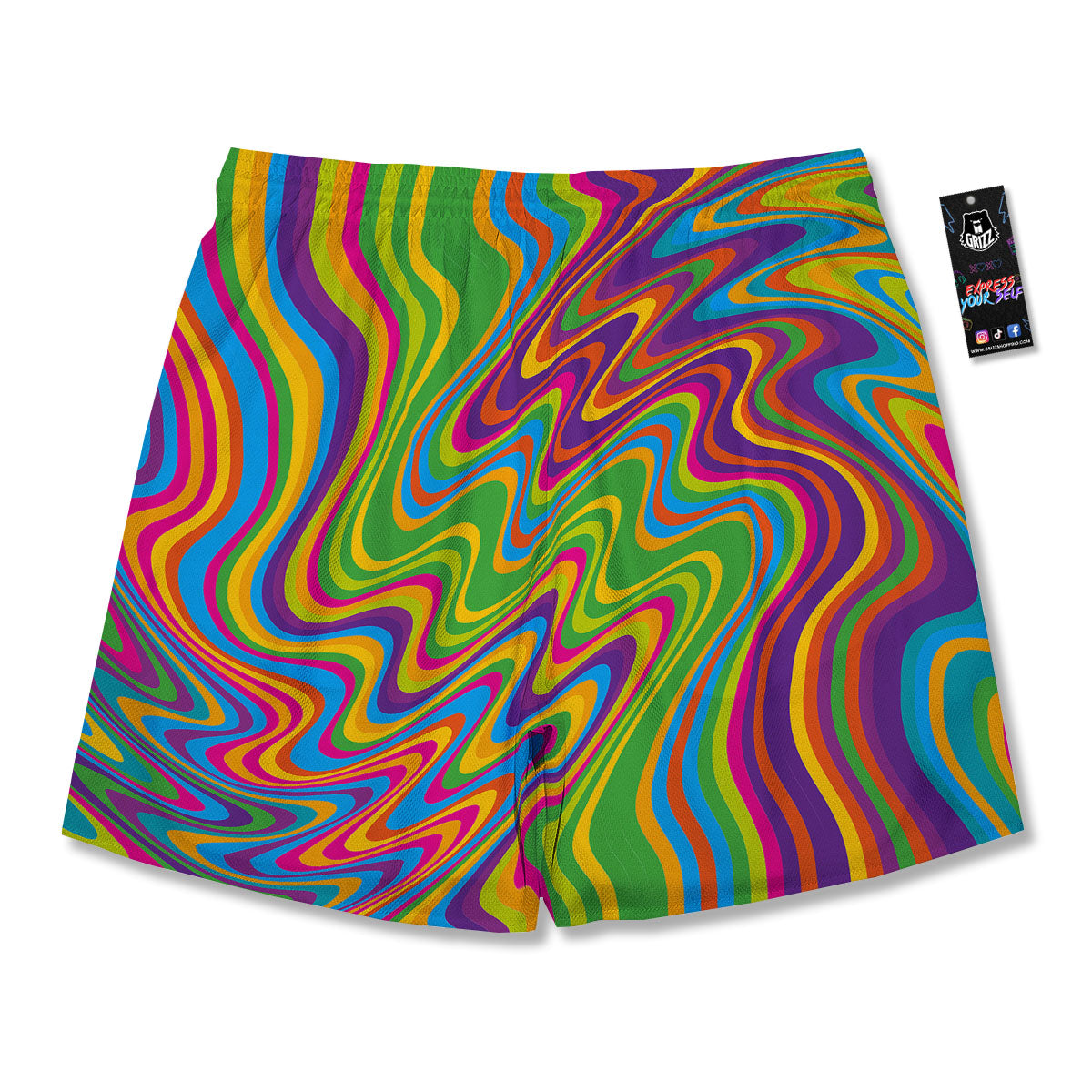 Psychedelic Rainbow Print Pattern Men's Running Shorts-grizzshop