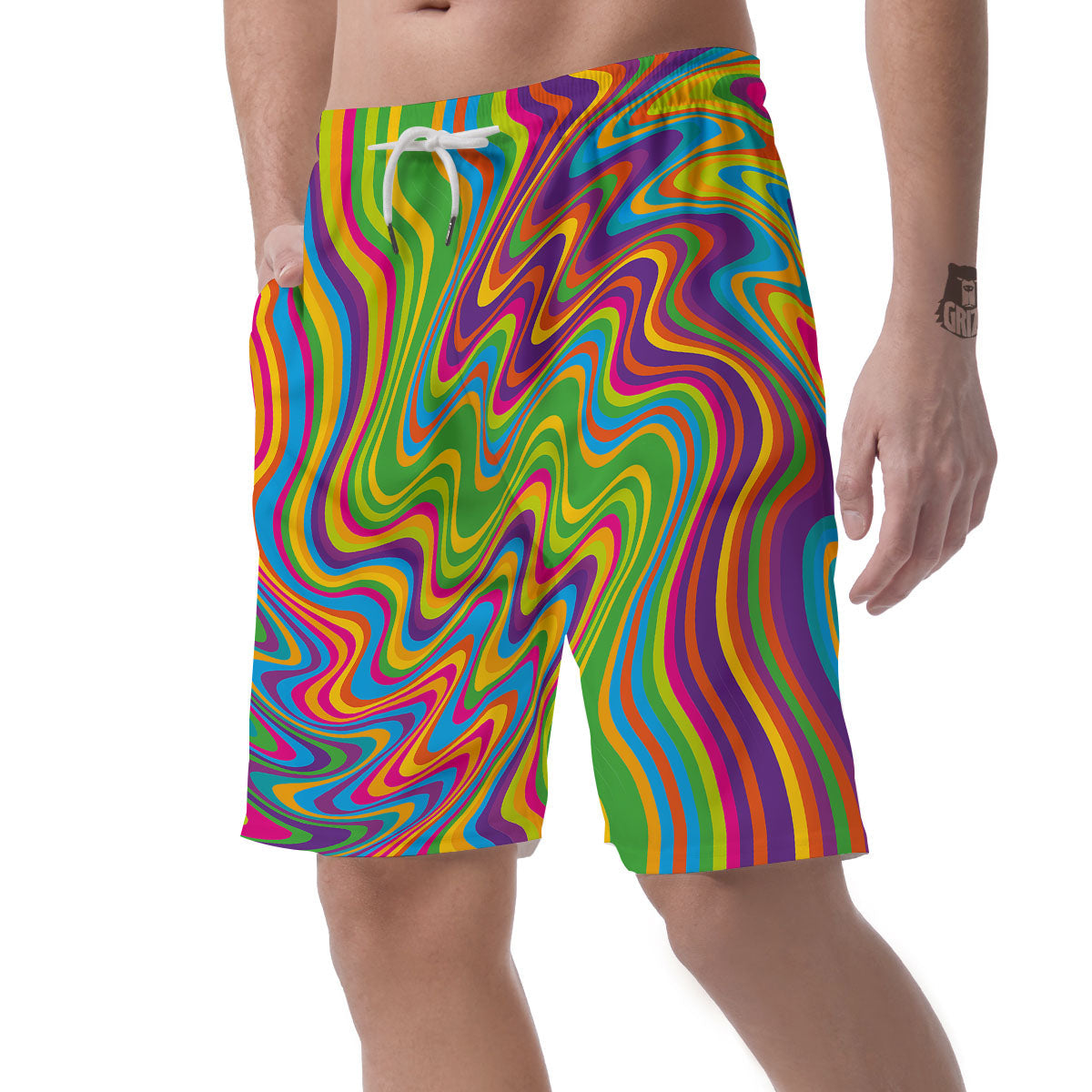 Psychedelic Rainbow Print Pattern Men's Shorts-grizzshop