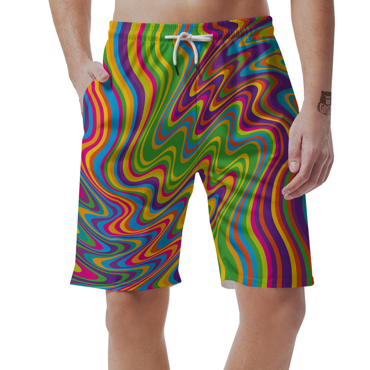 Psychedelic Rainbow Print Pattern Men's Shorts-grizzshop