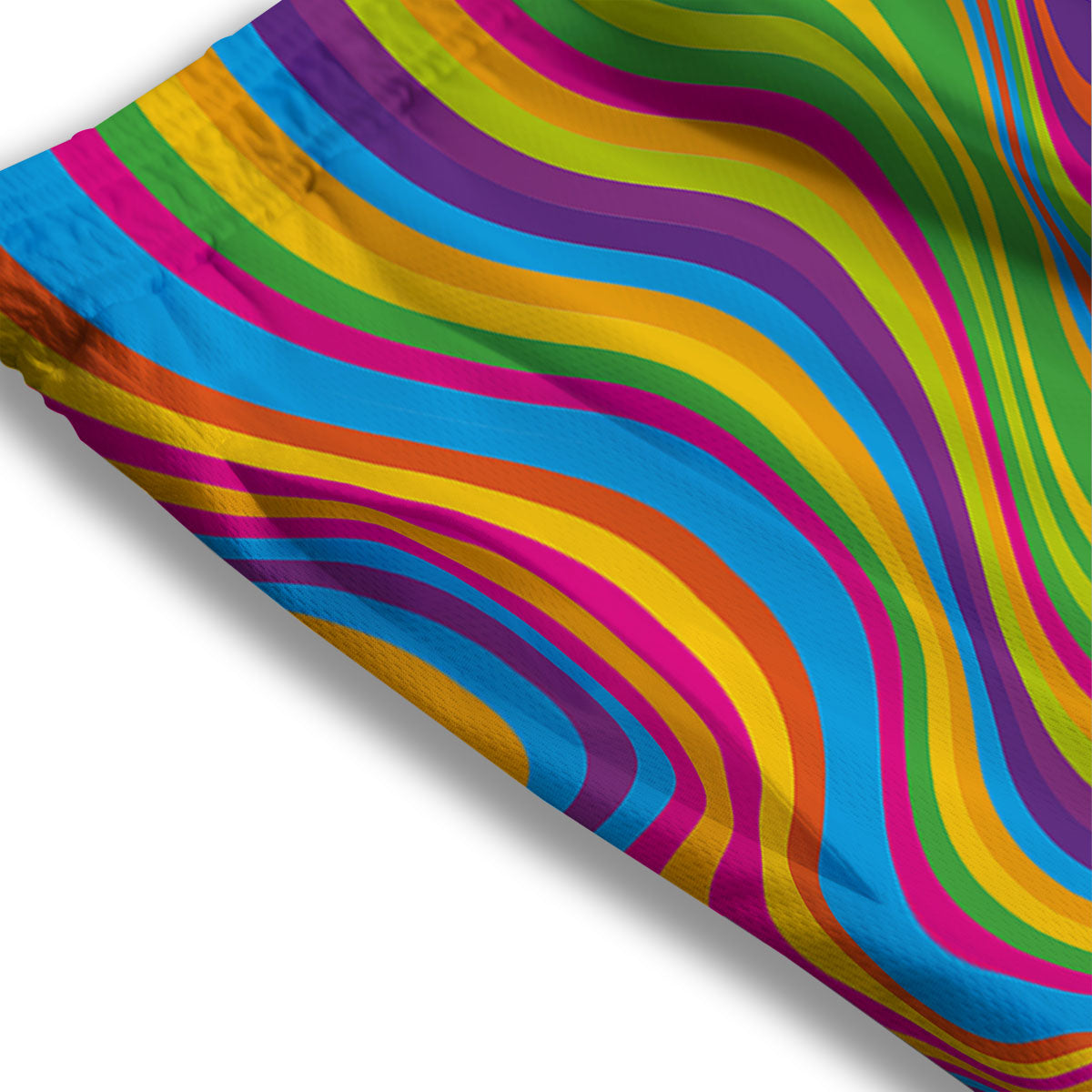 Psychedelic Rainbow Print Pattern Mesh Shorts