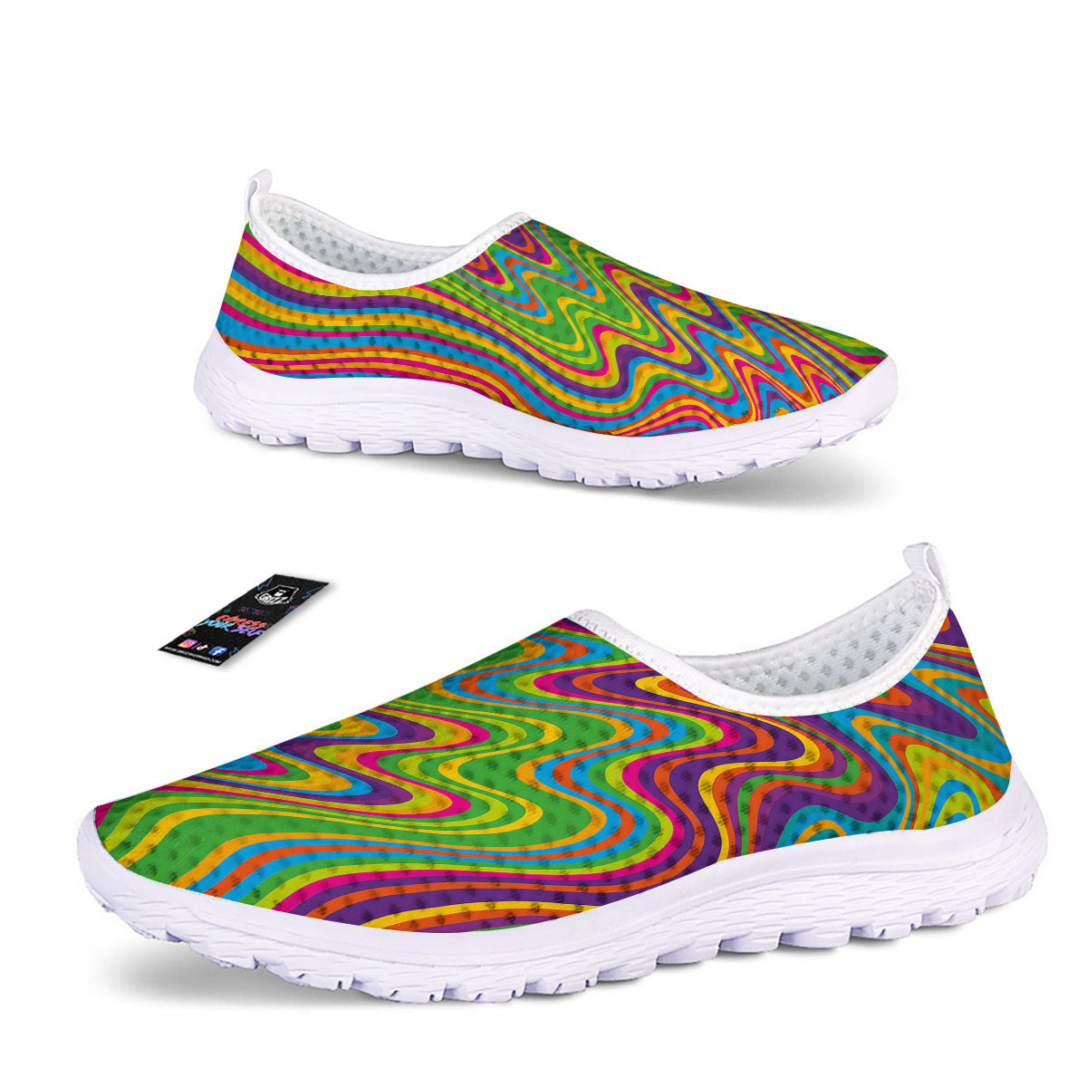 Psychedelic Rainbow Print Pattern Nurse Shoes-grizzshop