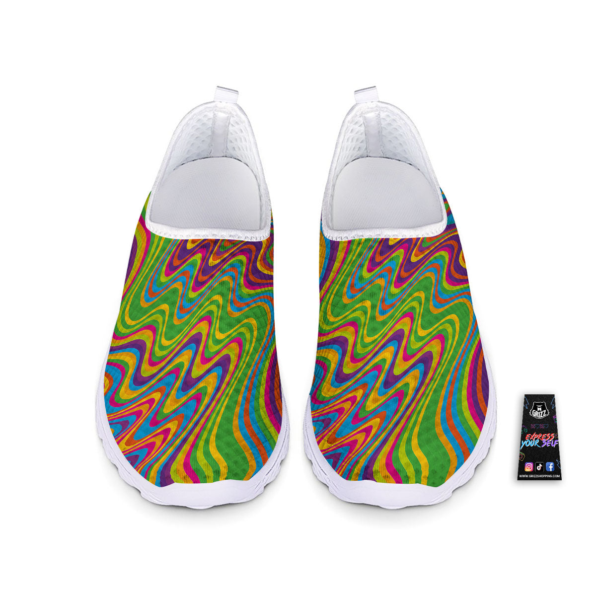 Psychedelic Rainbow Print Pattern Nurse Shoes-grizzshop