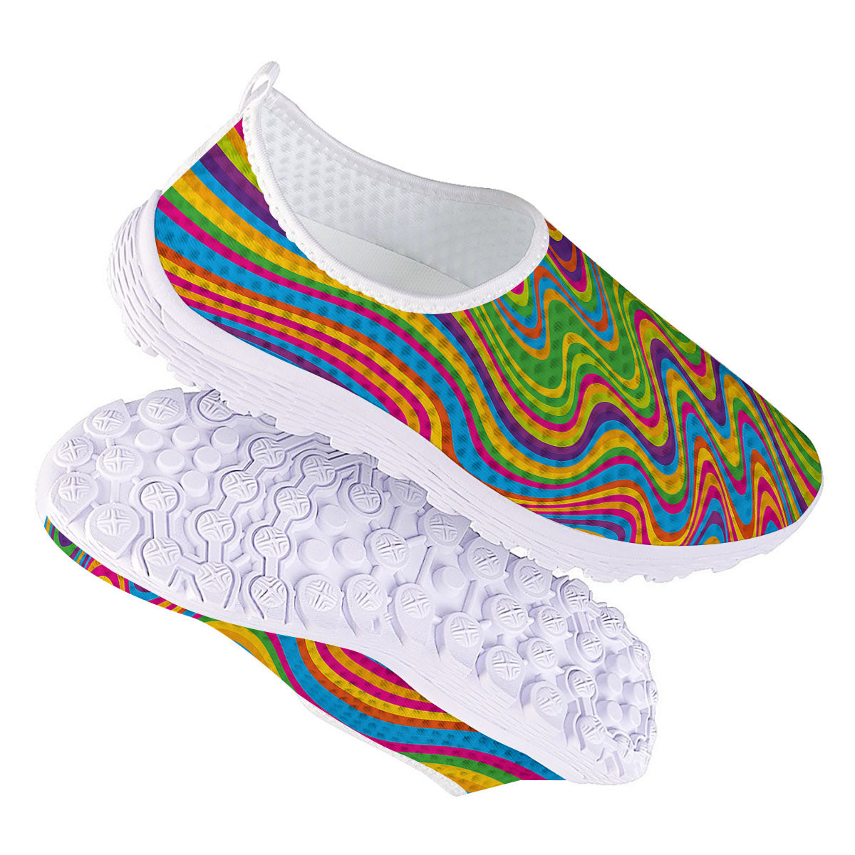 Psychedelic Rainbow Print Pattern Nurse Shoes-grizzshop