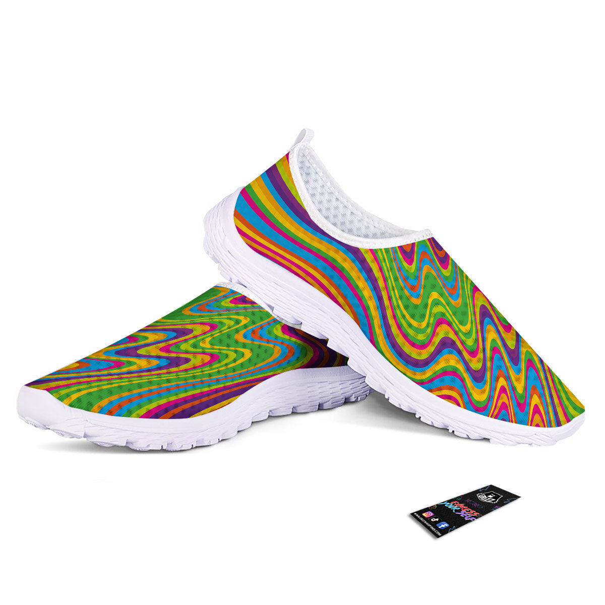 Psychedelic Rainbow Print Pattern Nurse Shoes-grizzshop