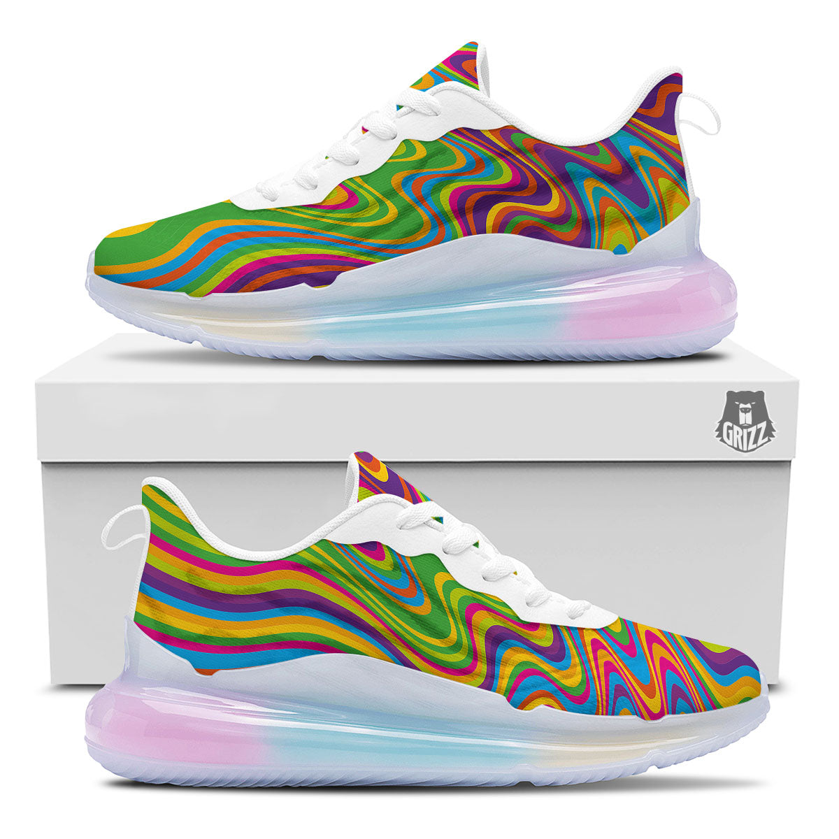 Psychedelic Rainbow Print Pattern Running Sneakers-grizzshop