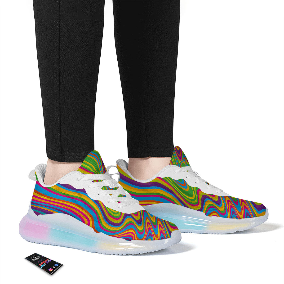 Psychedelic Rainbow Print Pattern Running Sneakers-grizzshop