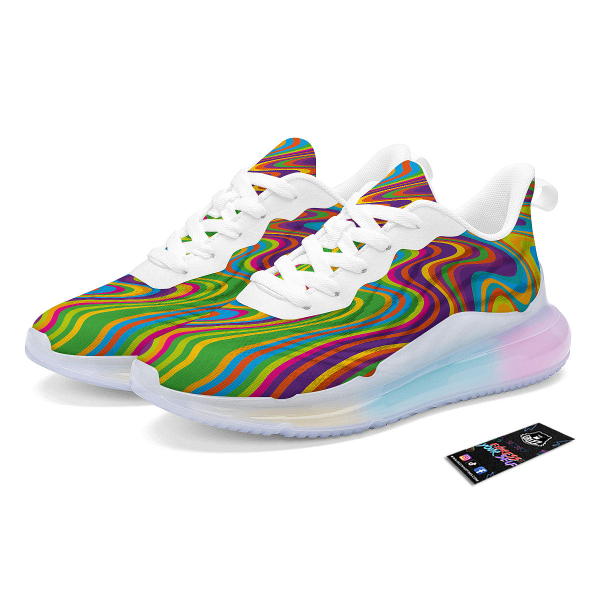 Psychedelic Rainbow Print Pattern Running Sneakers-grizzshop