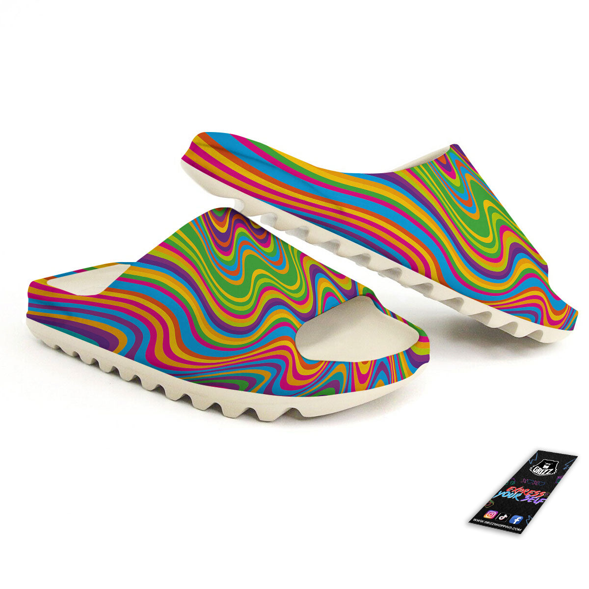 Psychedelic Rainbow Print Pattern Sandals-grizzshop