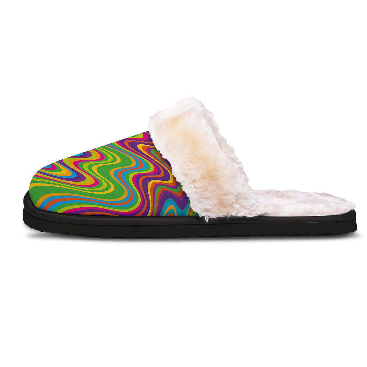 Psychedelic Rainbow Print Pattern Slippers-grizzshop