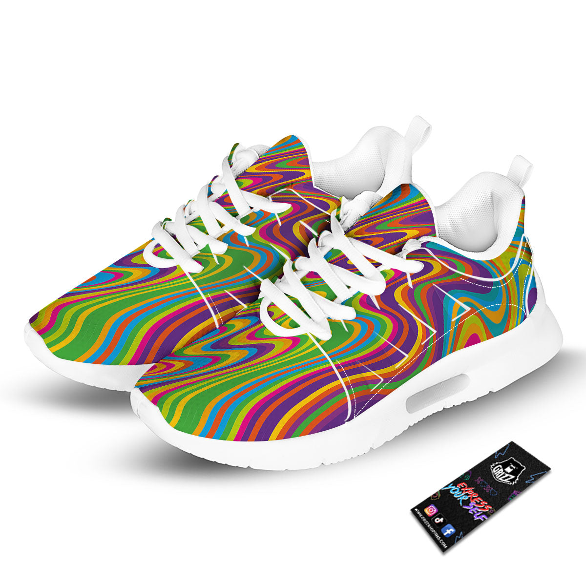 Psychedelic Rainbow Print Pattern Tennis Shoes-grizzshop