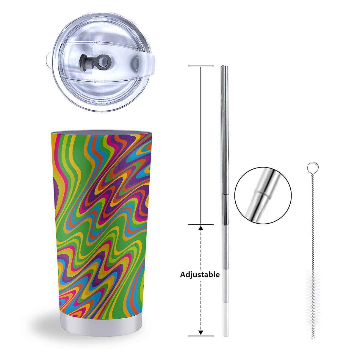 Psychedelic Rainbow Print Pattern Tumbler-grizzshop