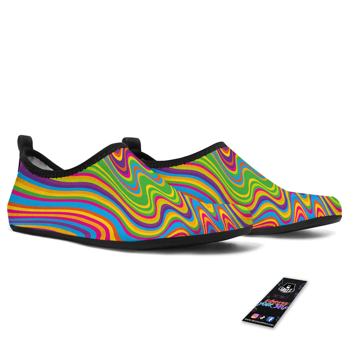 Psychedelic Rainbow Print Pattern Water Shoes-grizzshop