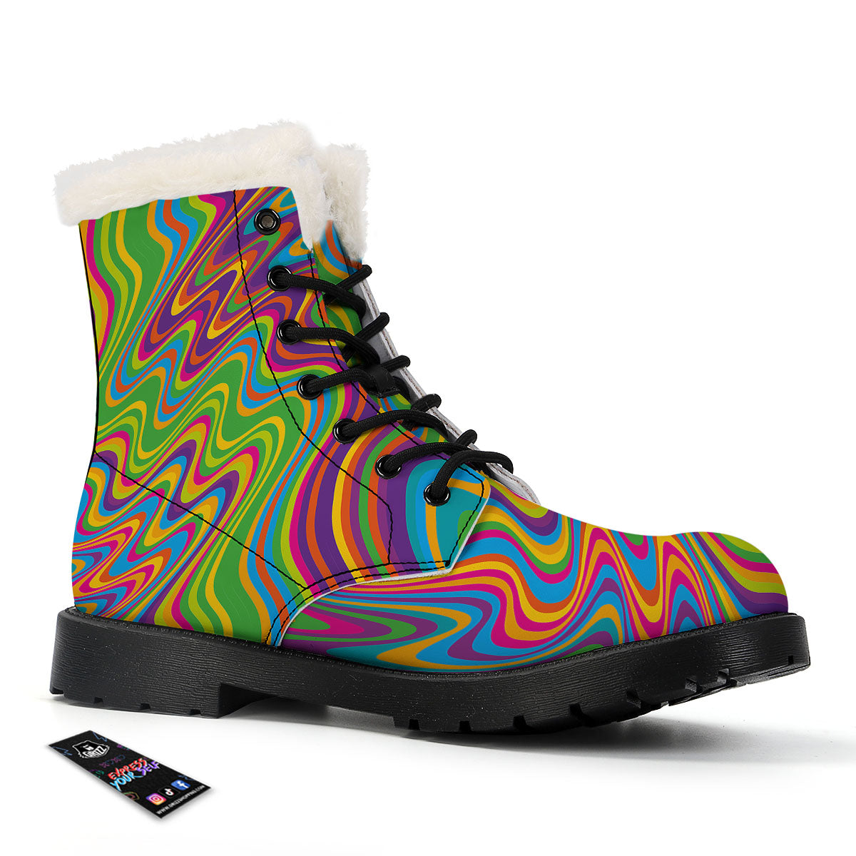 Psychedelic Rainbow Print Pattern Winter Boots-grizzshop