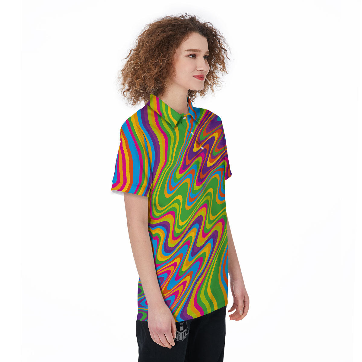 Psychedelic Rainbow Print Pattern Women's Golf Shirts-grizzshop