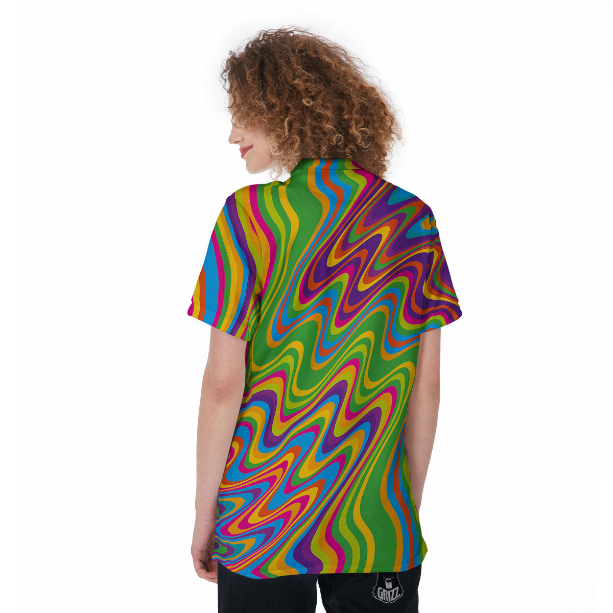 Psychedelic Rainbow Print Pattern Women's Golf Shirts-grizzshop