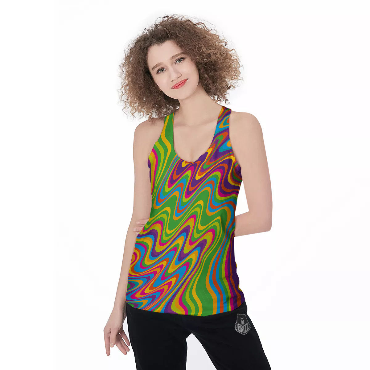 Psychedelic Rainbow Print Pattern Women's Racerback Tank Top-grizzshop