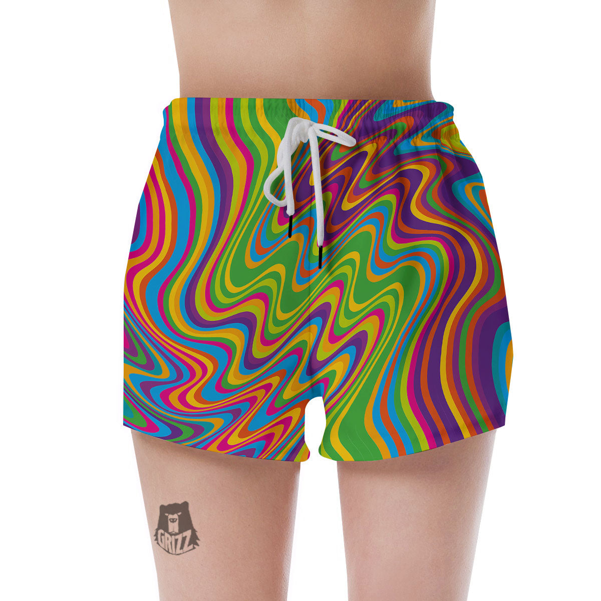 Psychedelic Rainbow Print Pattern Women's Shorts-grizzshop