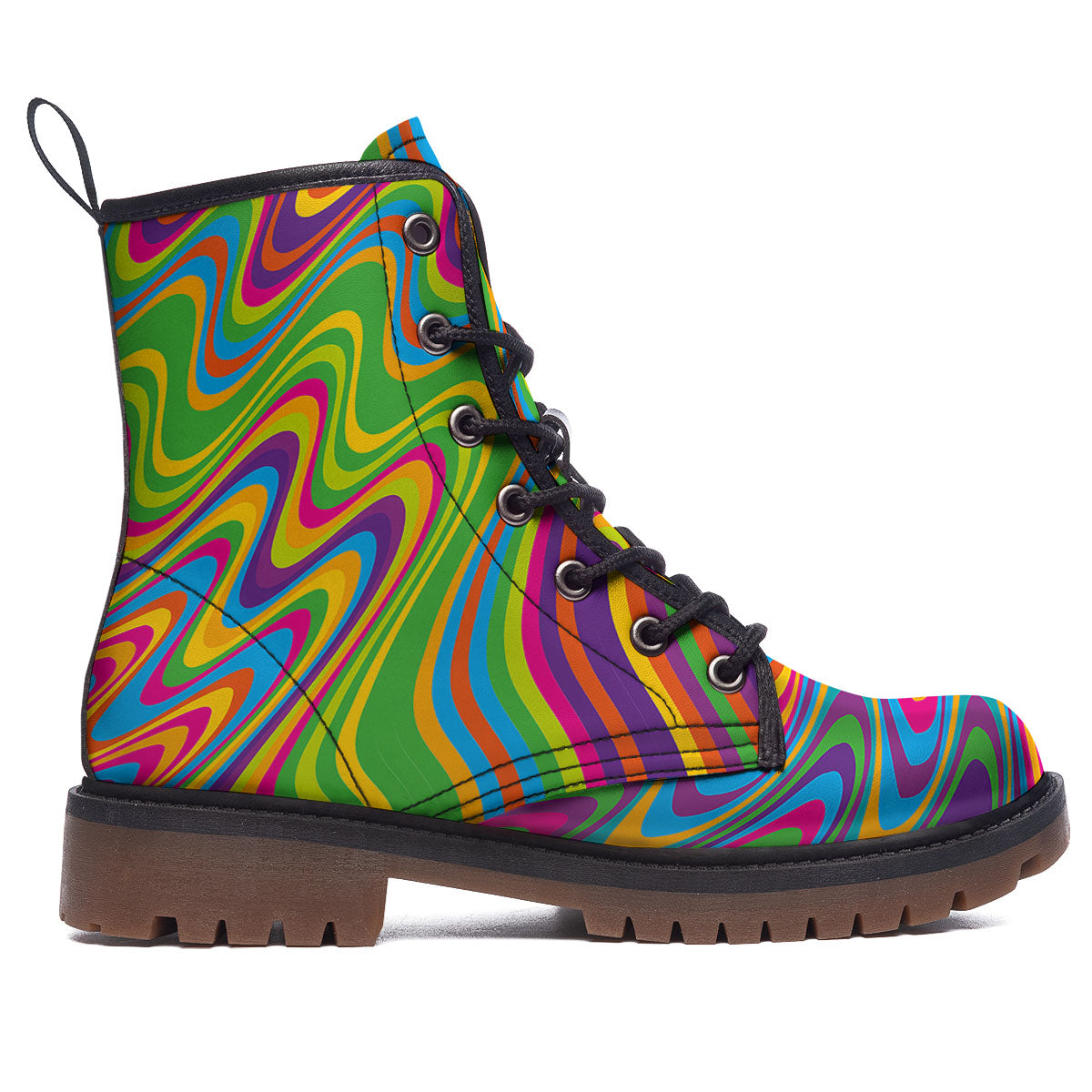 Psychedelic Rainbow Print Pattern Work Boots-grizzshop