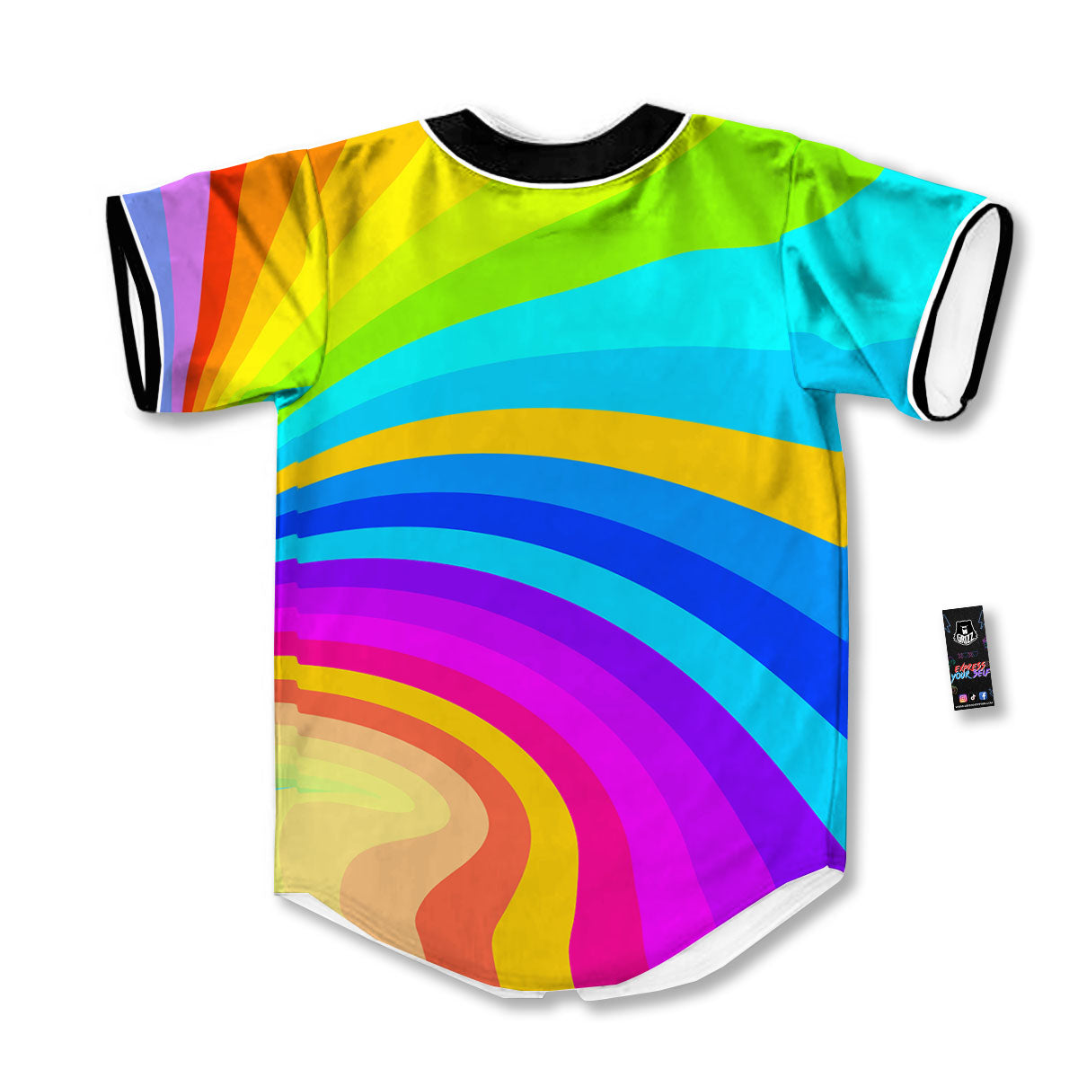 Psychedelic Rainbow Torus Print Baseball Jersey-grizzshop