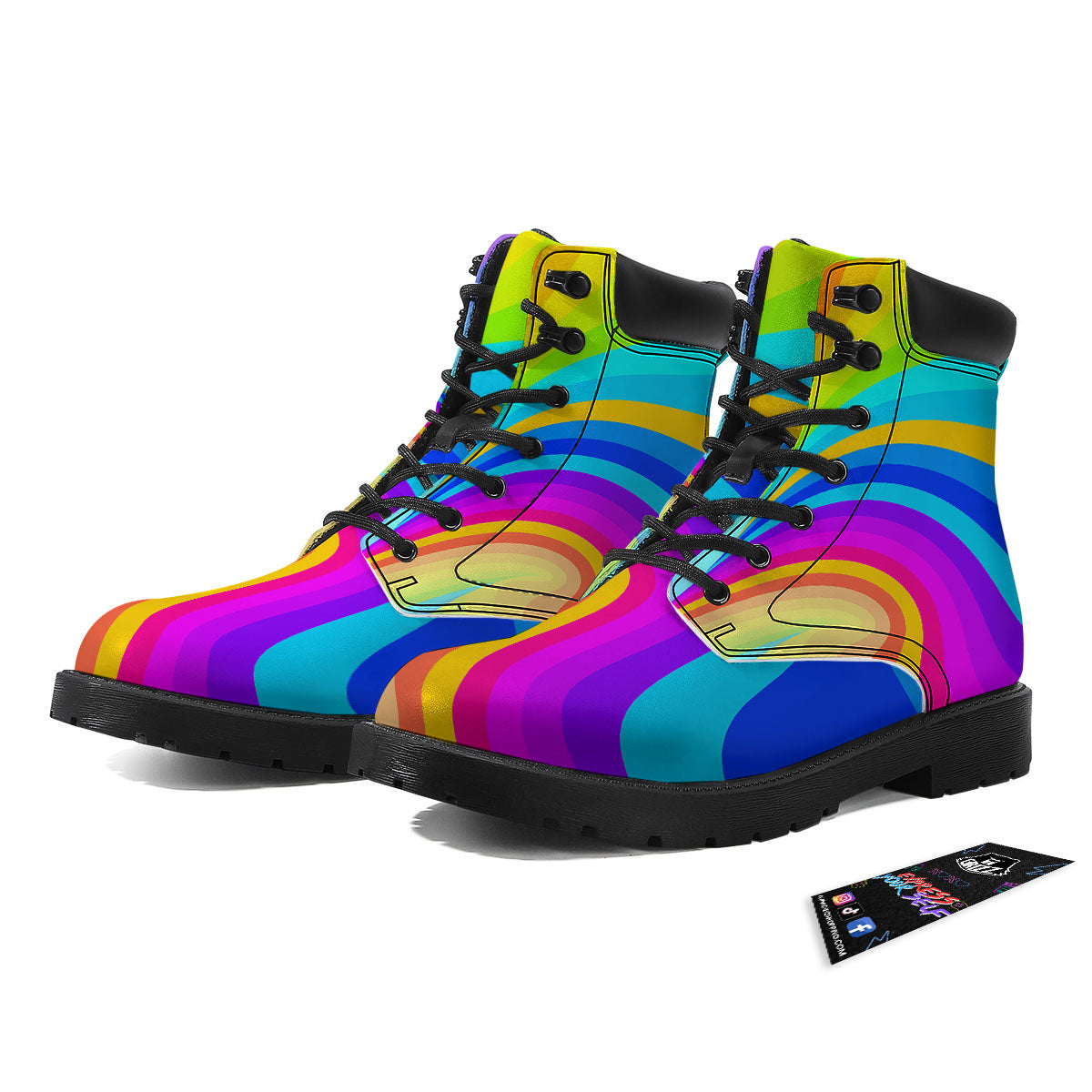 Psychedelic Rainbow Torus Print Boots-grizzshop