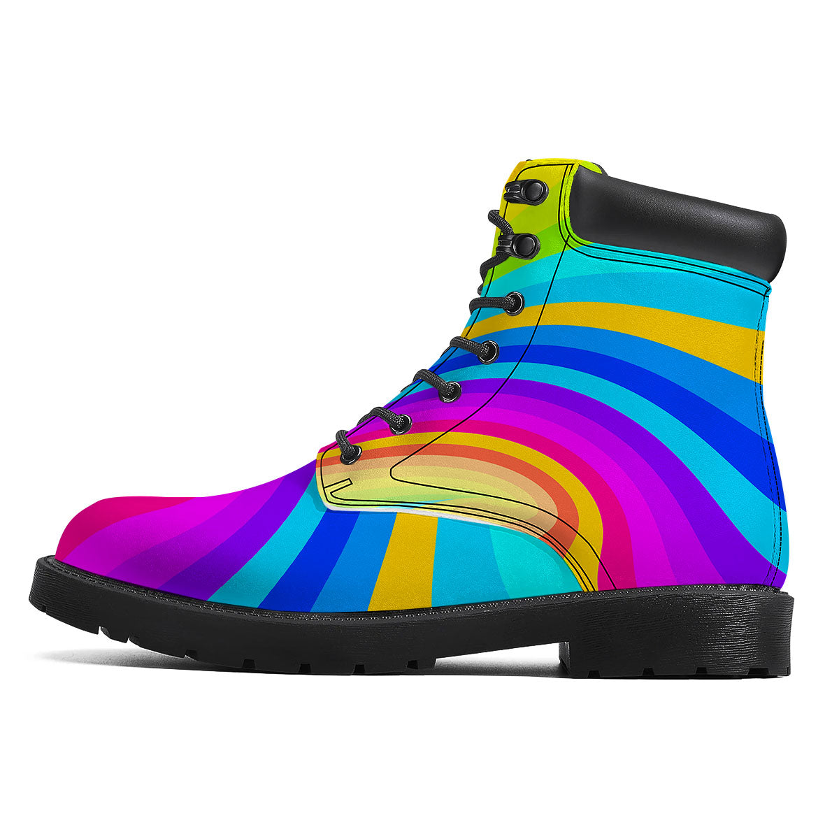 Psychedelic Rainbow Torus Print Boots-grizzshop