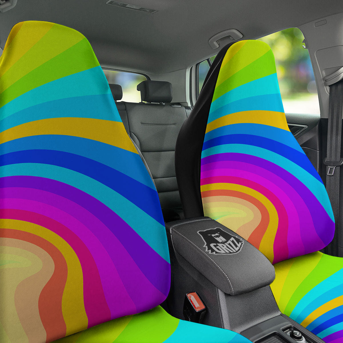 Psychedelic Rainbow Torus Print Car Seat Covers-grizzshop