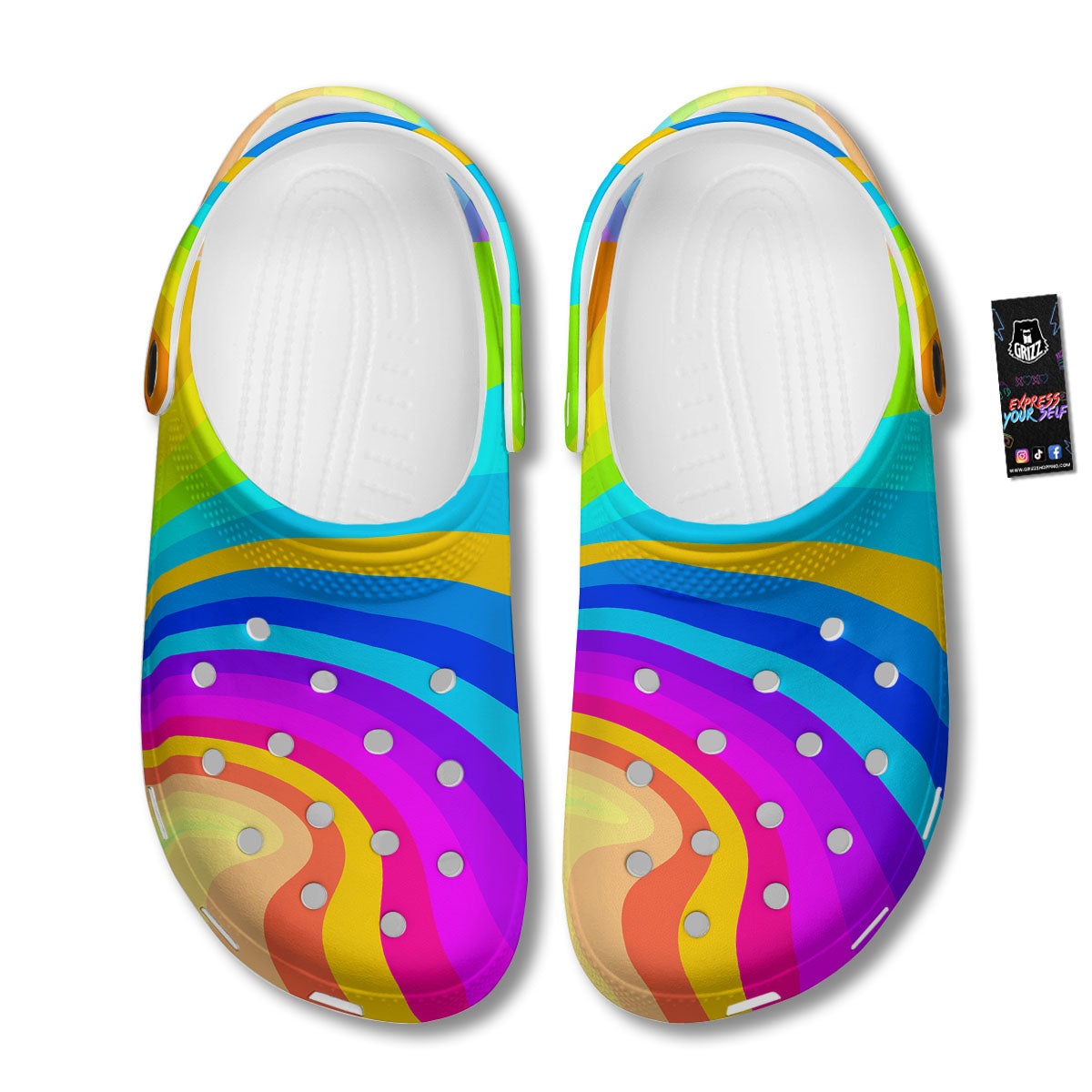 Psychedelic Rainbow Torus Print Clog-grizzshop