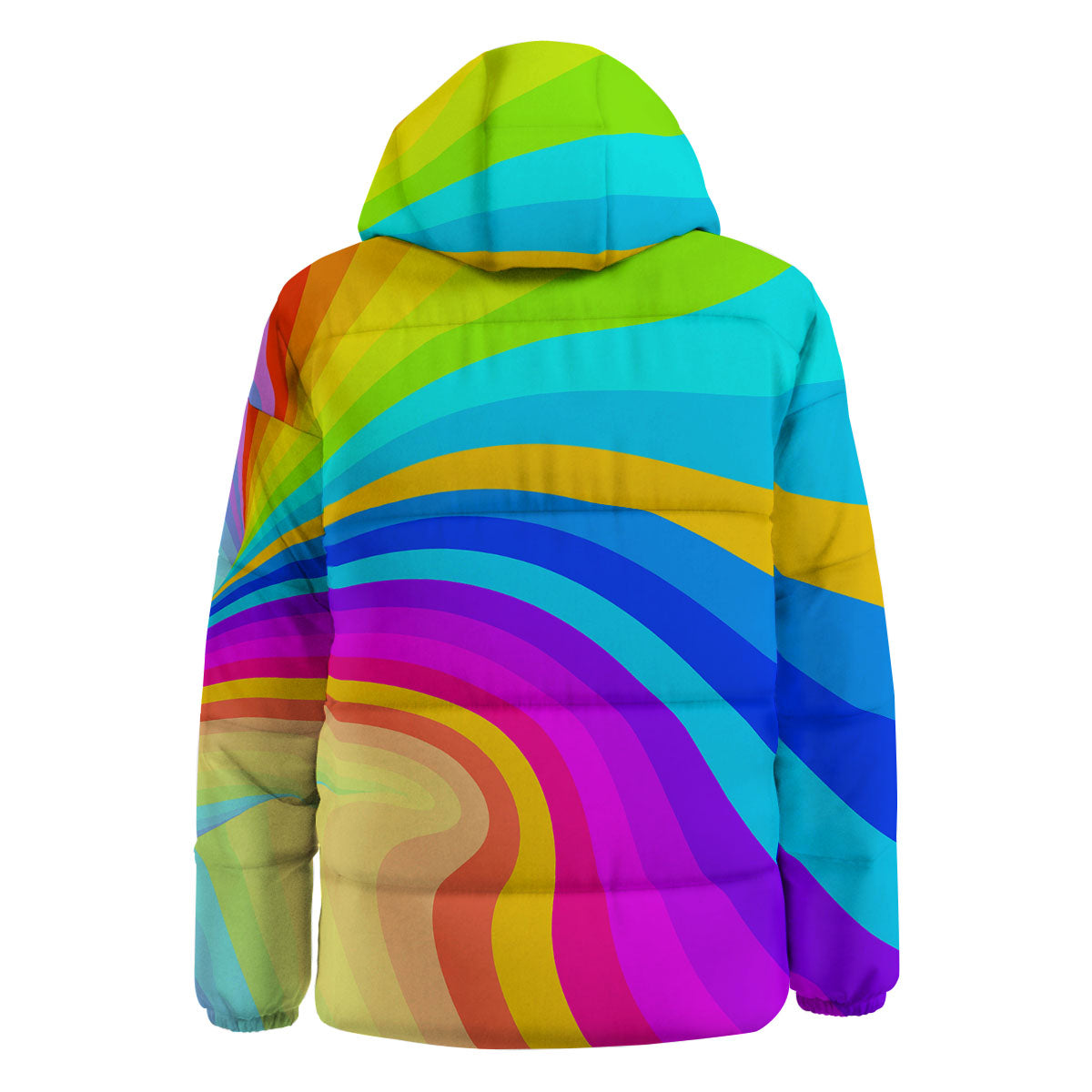 Psychedelic Rainbow Torus Print Down Jacket-grizzshop