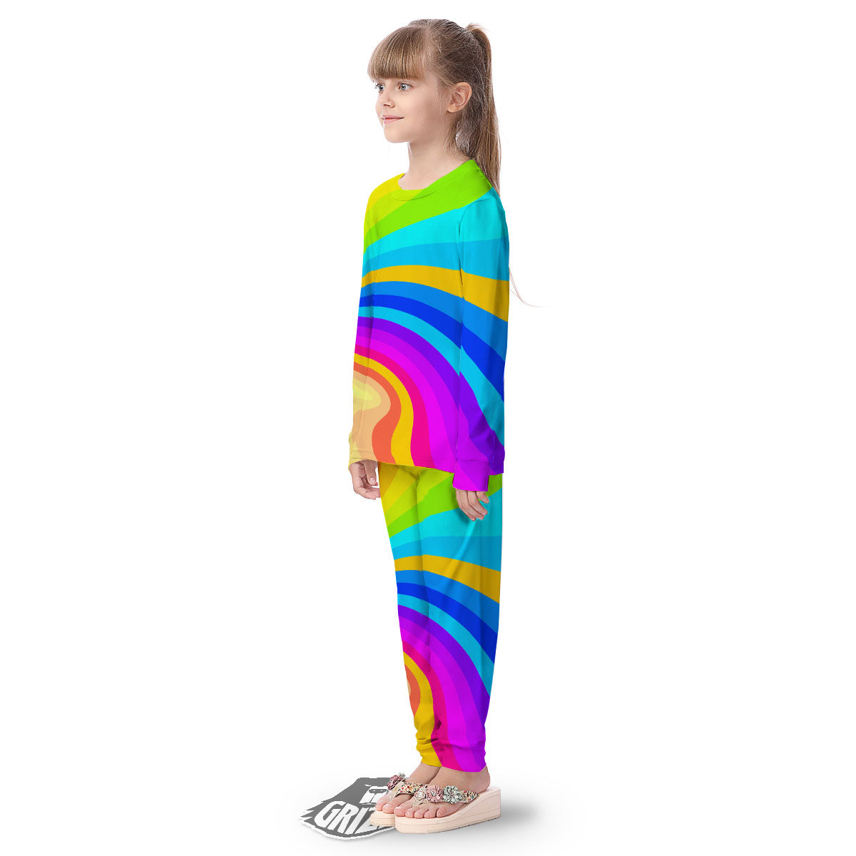 Psychedelic Rainbow Torus Print Kid's Pajamas-grizzshop