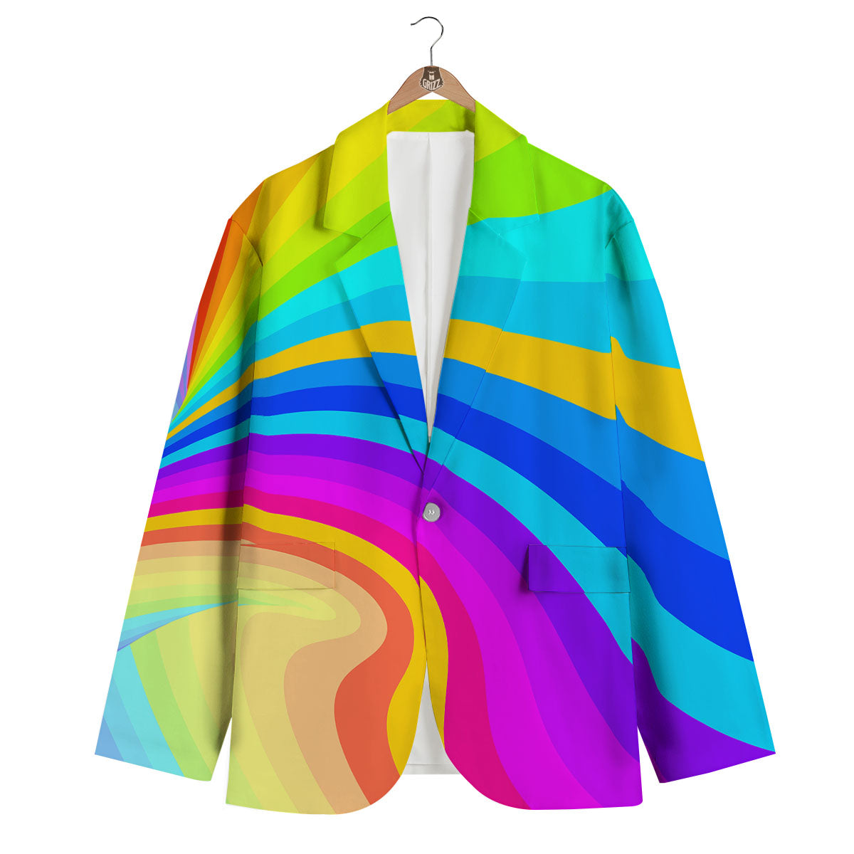Psychedelic Rainbow Torus Print Men's Blazer-grizzshop