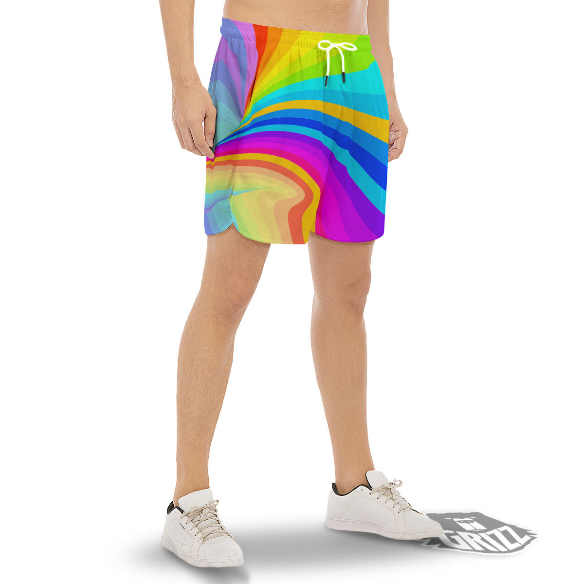 Psychedelic Rainbow Torus Print Men's Gym Shorts-grizzshop
