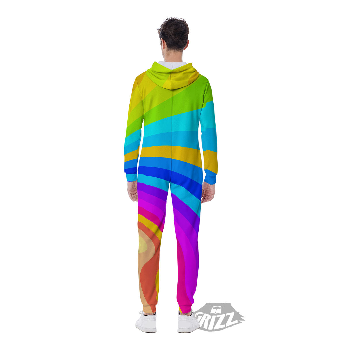 Psychedelic Rainbow Torus Print Men's Jumpsuit-grizzshop