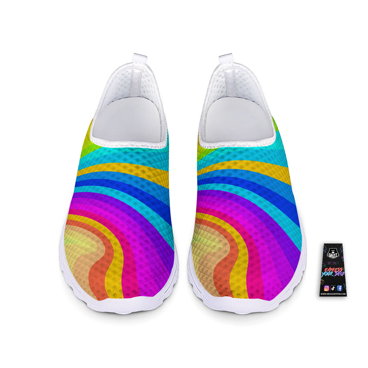 Psychedelic Rainbow Torus Print Nurse Shoes-grizzshop