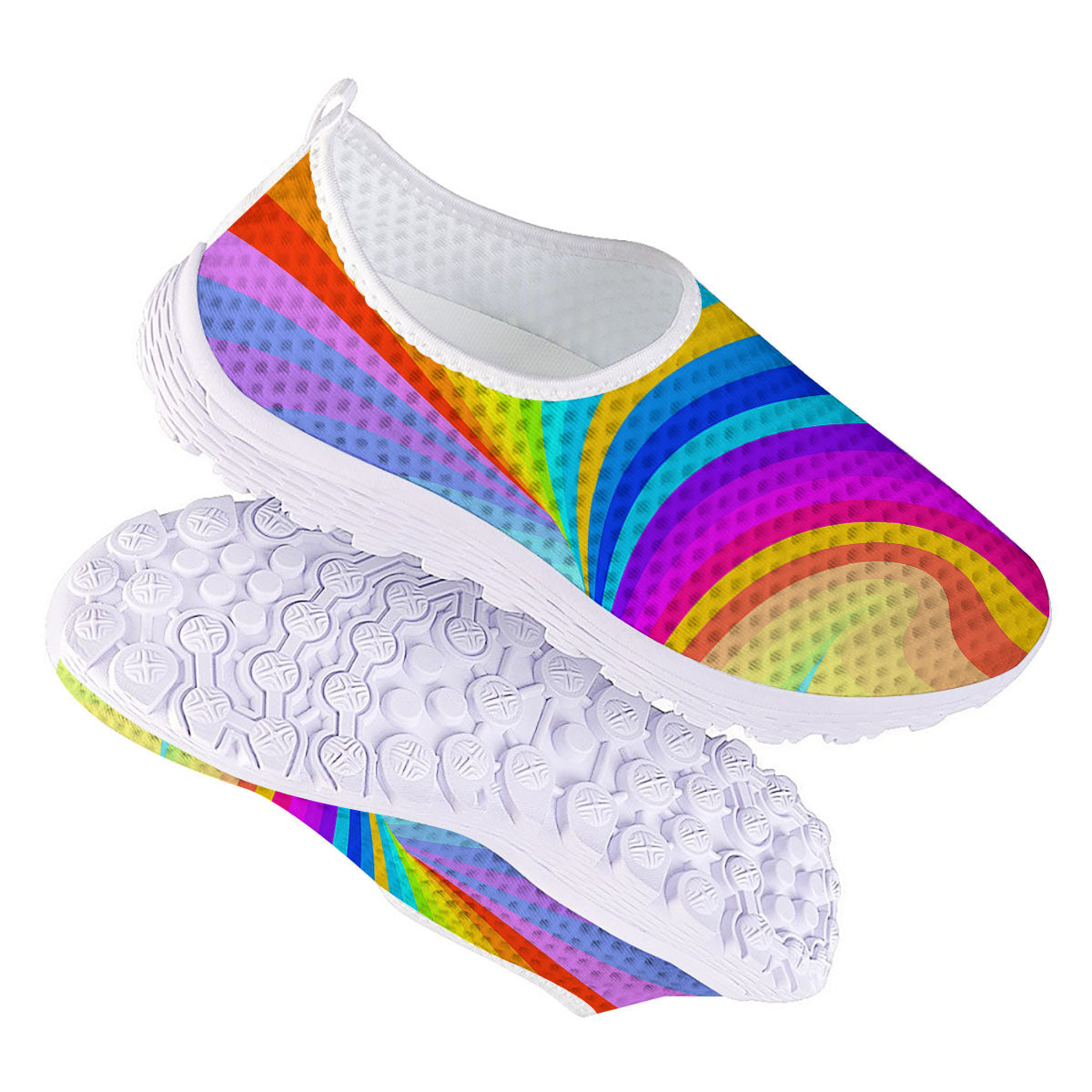 Psychedelic Rainbow Torus Print Nurse Shoes-grizzshop
