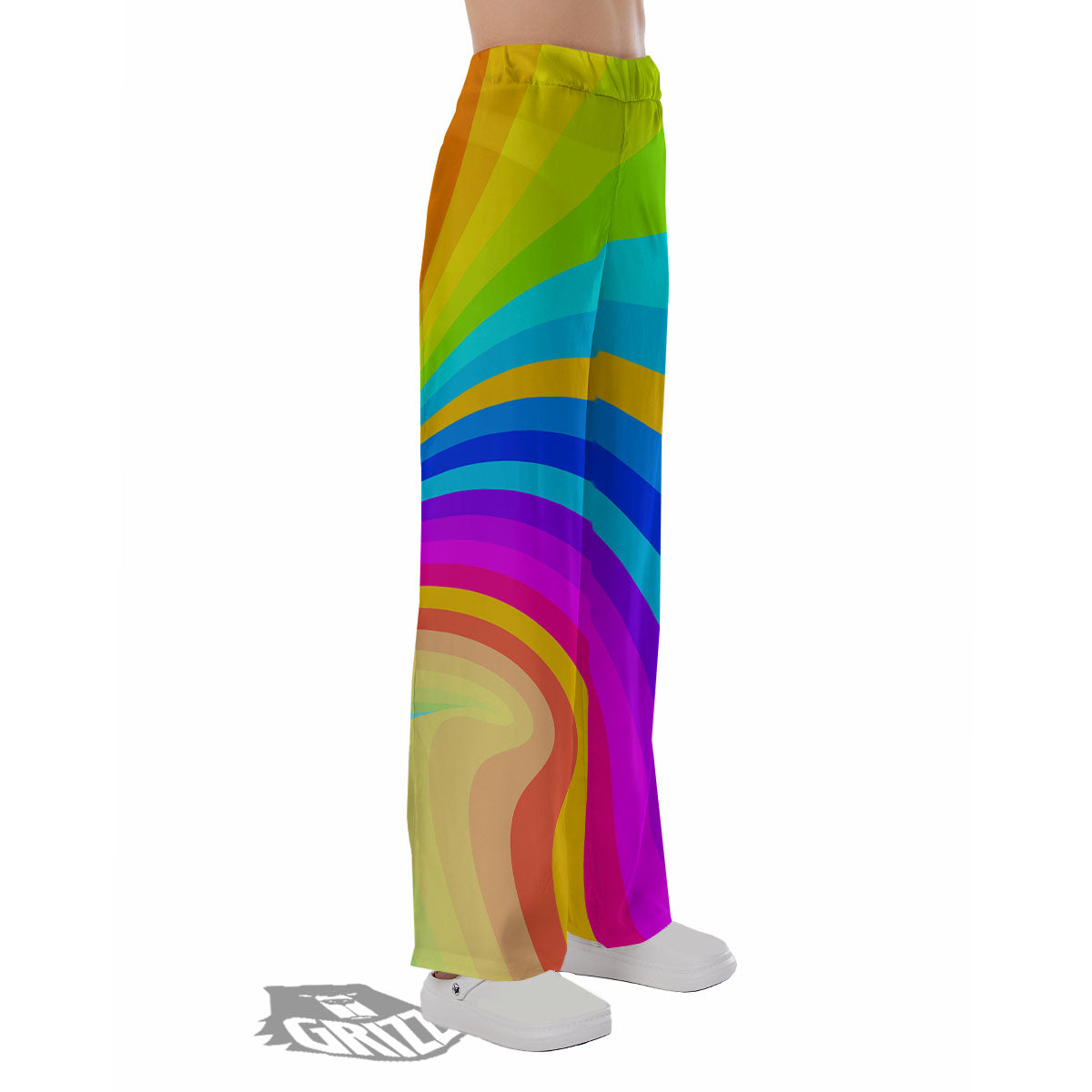Psychedelic Rainbow Torus Print Pajama Pants-grizzshop