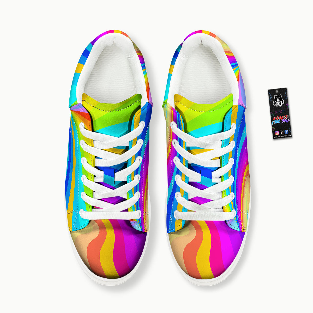 Psychedelic Rainbow Torus Print Platform Shoes-grizzshop