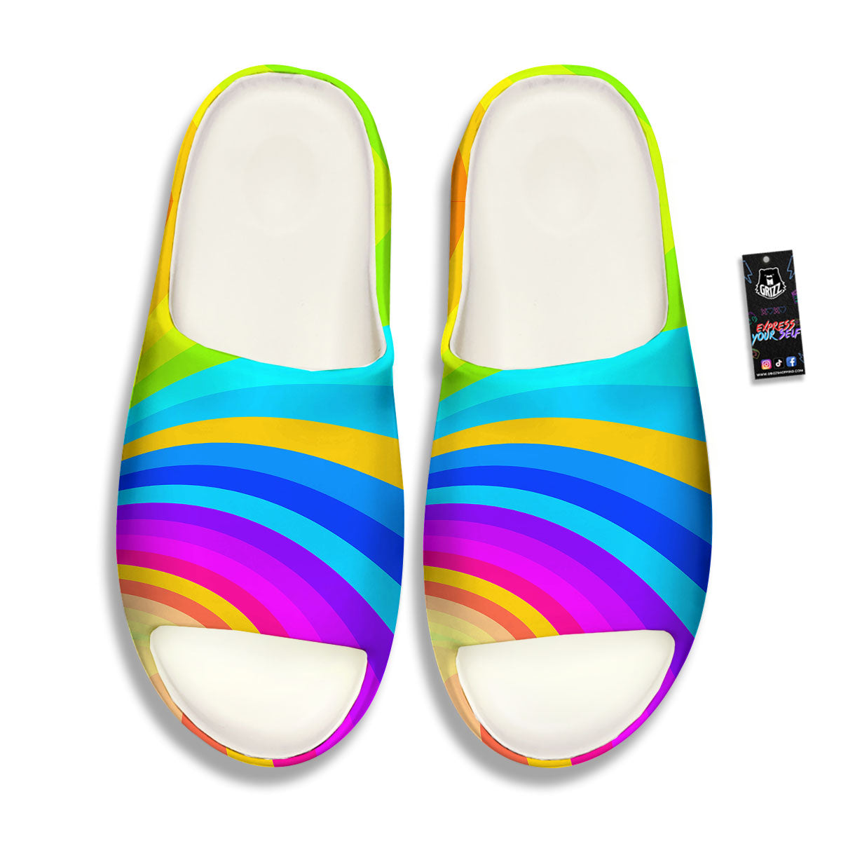 Psychedelic Rainbow Torus Print Sandals-grizzshop