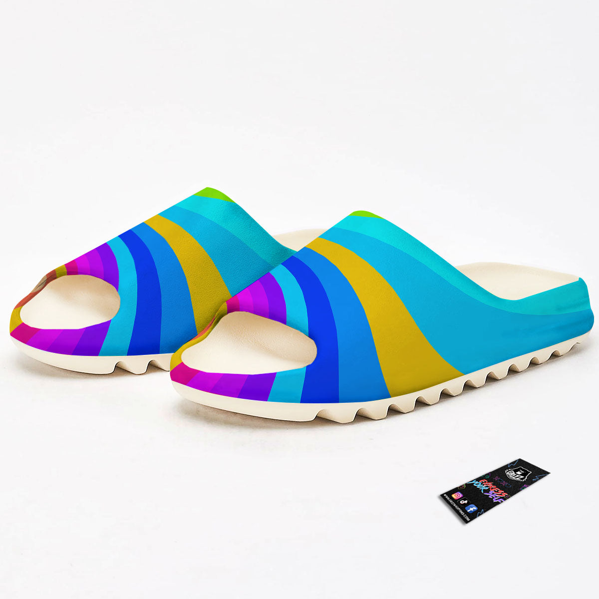 Psychedelic Rainbow Torus Print Sandals-grizzshop