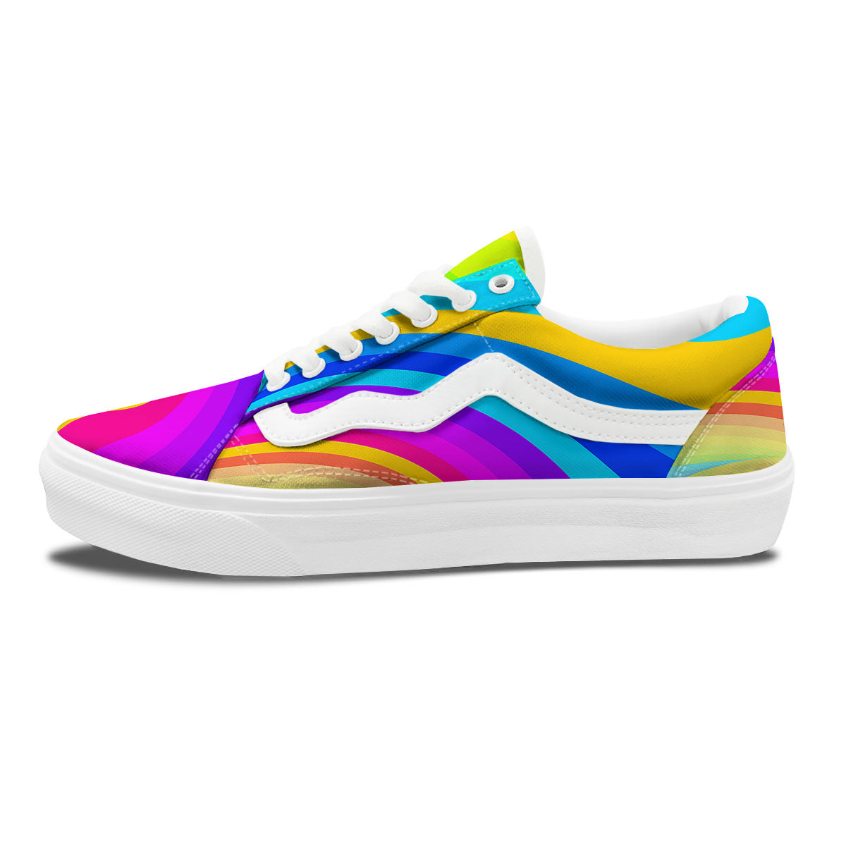 Psychedelic Rainbow Torus Print Skate Shoes-grizzshop