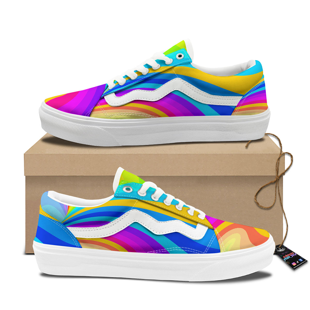 Psychedelic Rainbow Torus Print Skate Shoes-grizzshop