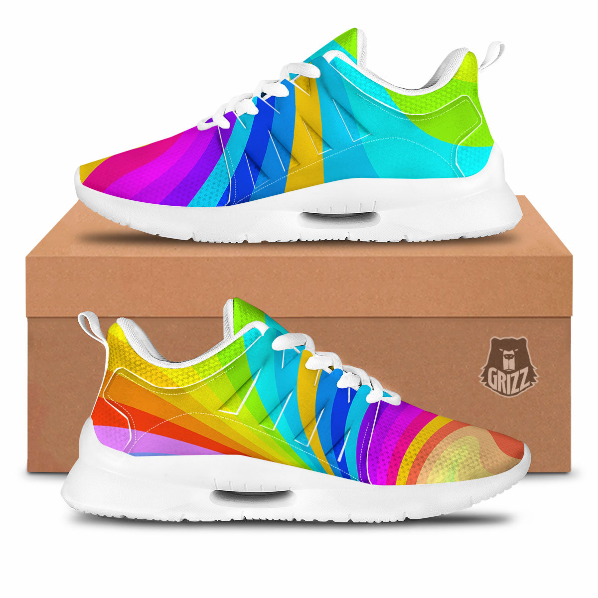 Psychedelic Rainbow Torus Print Tennis Shoes-grizzshop