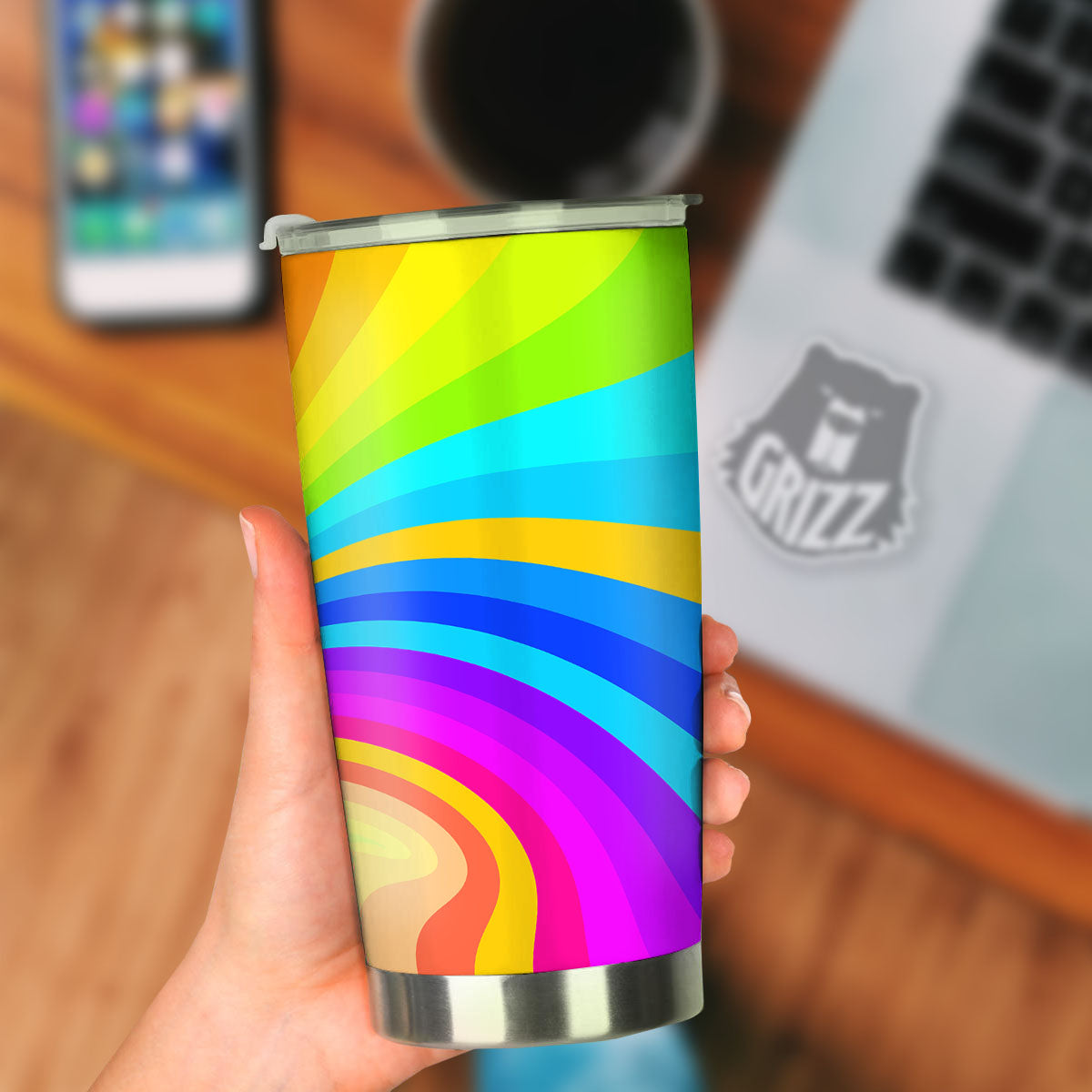 Psychedelic Rainbow Torus Print Tumbler-grizzshop