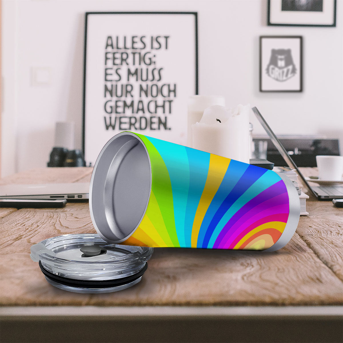 Psychedelic Rainbow Torus Print Tumbler-grizzshop